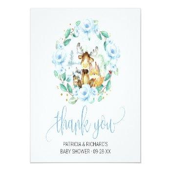 Woodland Floral Greenery Baby Shower Thank You Square Sticker Front View