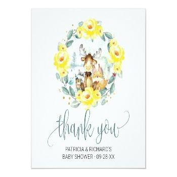 Woodland Floral Greenery Baby Shower Thank You Square Sticker Front View