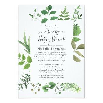 Woodland Forest Greenery Drive By Shower Invitation Front View