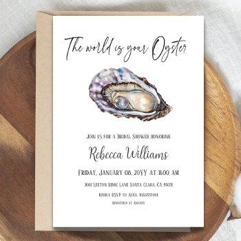 world is your oyster pearl bridal shower invitation
