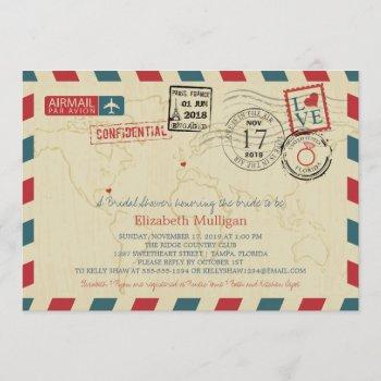 world traveler airmail | bridal shower invitation