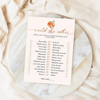 would she rather aperol spritz bridal shower game  invitation