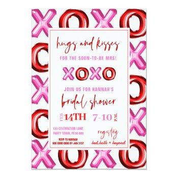 Xoxo Foil Balloon Hugs And Kisses For The Mrs Invitation Front View