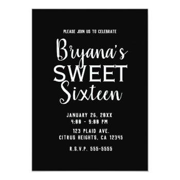 Yellow Black Buffalo Plaid Sweet 16 Birthday Party Invitation Front View