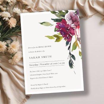 yellow blush burgundy floral bridal shower invite