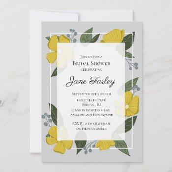 yellow florals bridal shower invitation