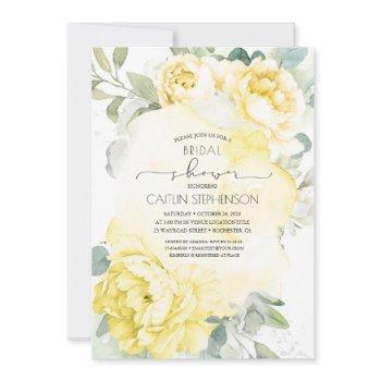 yellow flowers soft greenery bridal shower invitation