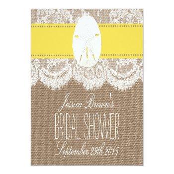 Yellow Sand Dollar Beach Bridal Shower Recipe Card Front View