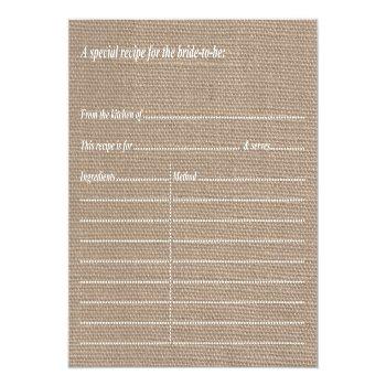 Yellow Sand Dollar Beach Bridal Shower Recipe Card Front View