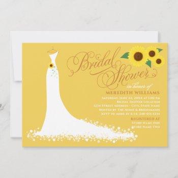 yellow sunflower wedding gown bridal shower invitation