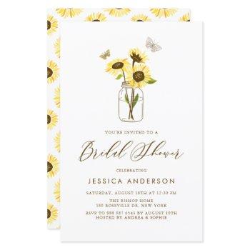 yellow sunflowers in jar bridal shower invitation