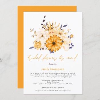 yellow watercolor florals bridal shower by mail invitation