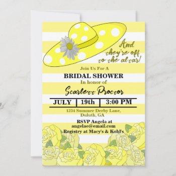 yellow & white stripe kentucky derby bridal shower invitation