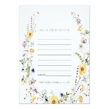 Yellow Wildflower Advice For Bride Bridal Shower Enclosure Card Front View
