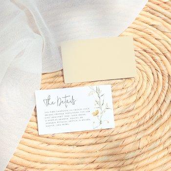 yellow wildflower elegant boho bridal shower enclosure card
